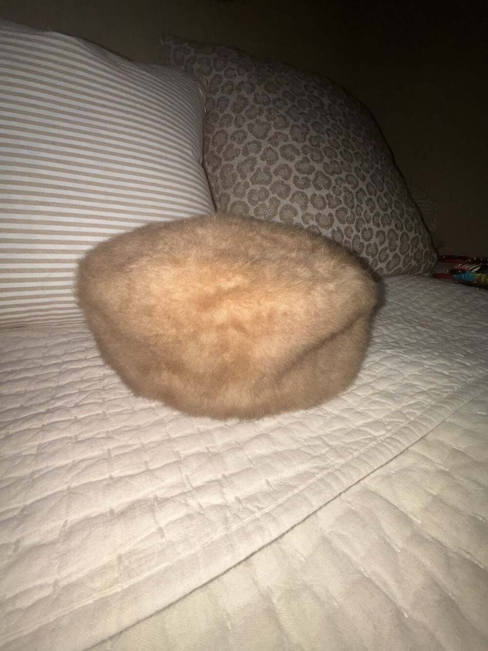 Vintage Mouton Fur Brown Pillbox Winter Hat